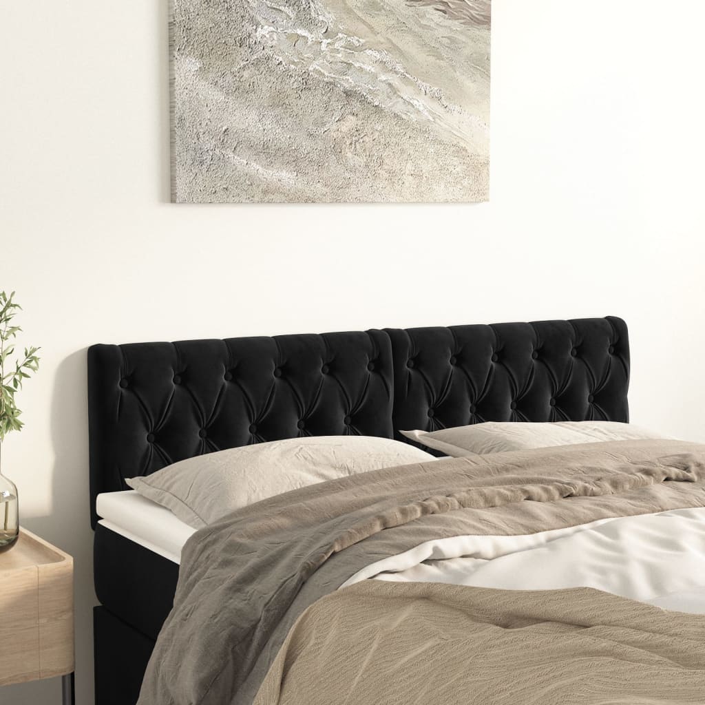 Uzglavlja crna 160x7x78/88 cm baršunasta