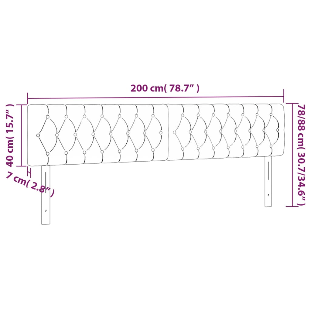 Uzglavlja krem 200x7x78/88 cm od tkanine