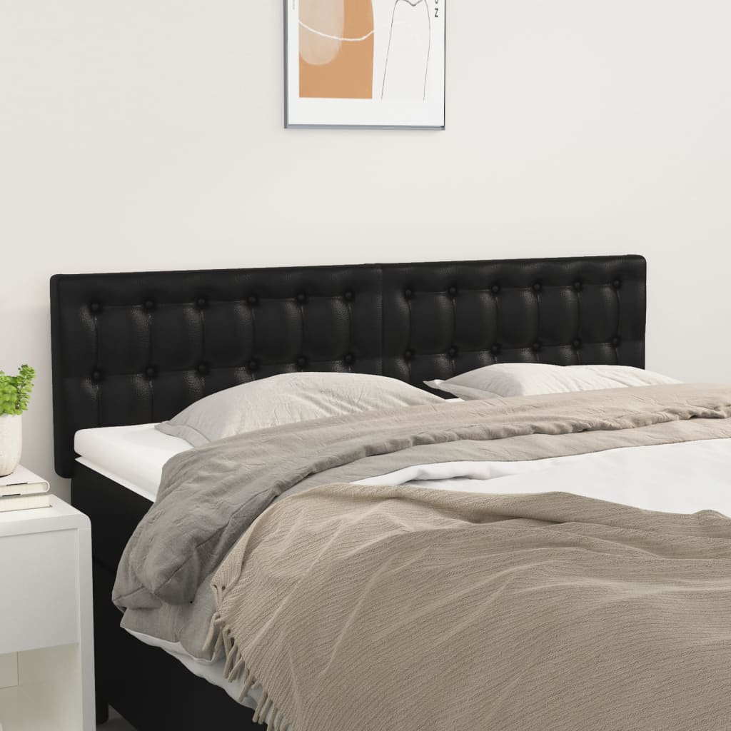 Uzglavlja crna 144x5x78/88 cm od umjetne kože