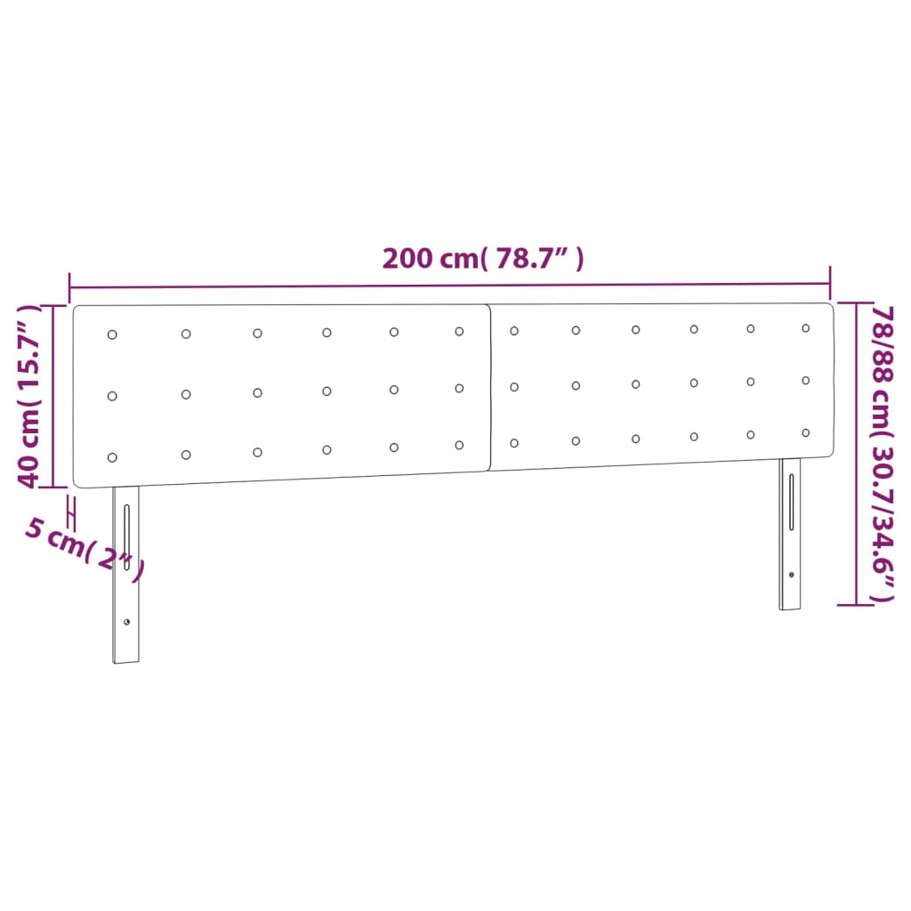 Uzglavlja tamnosiva 200x5x78/88 cm od tkanine