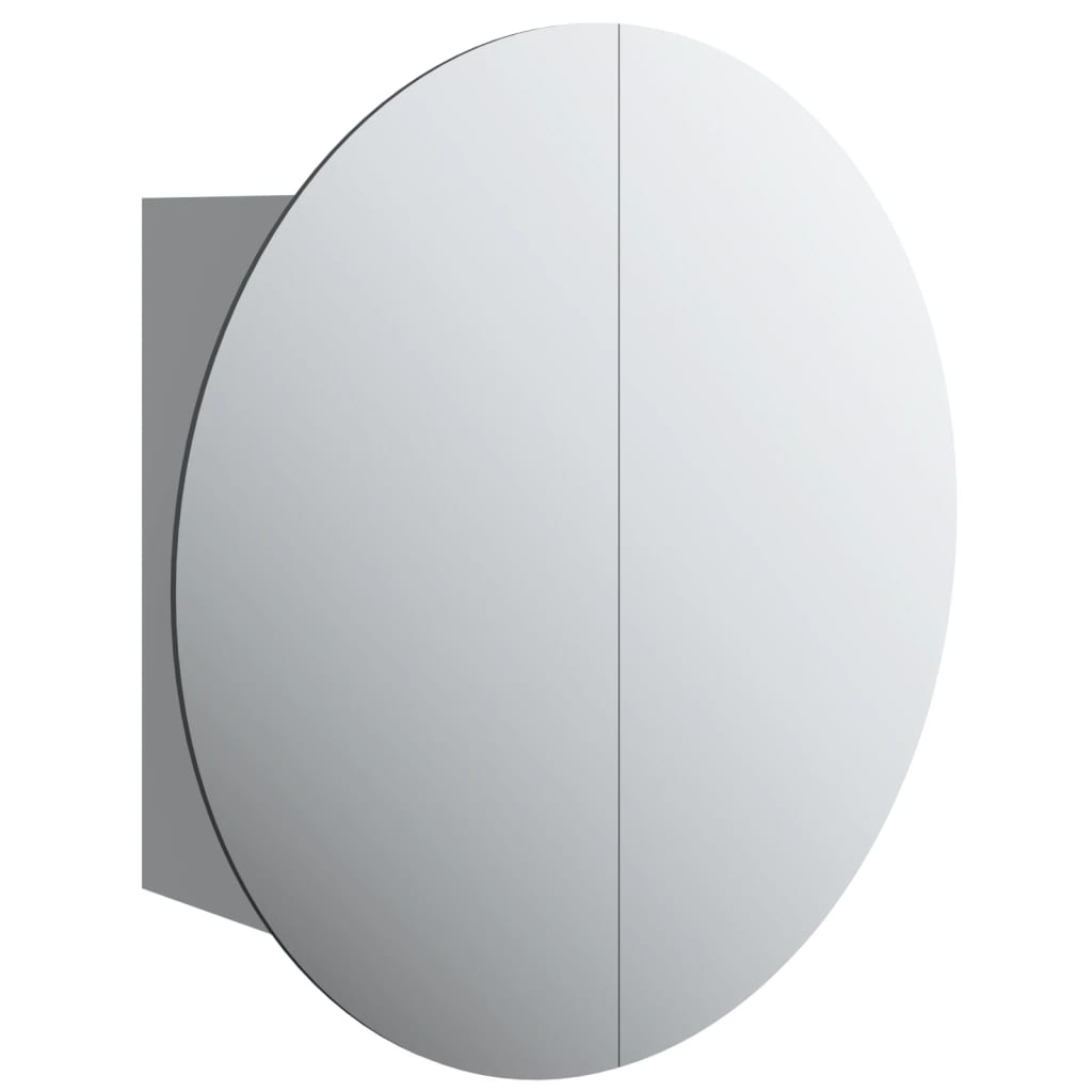 Kupaonski ormarić s okruglim ogledalom LED sivi 40x40x17,5 cm