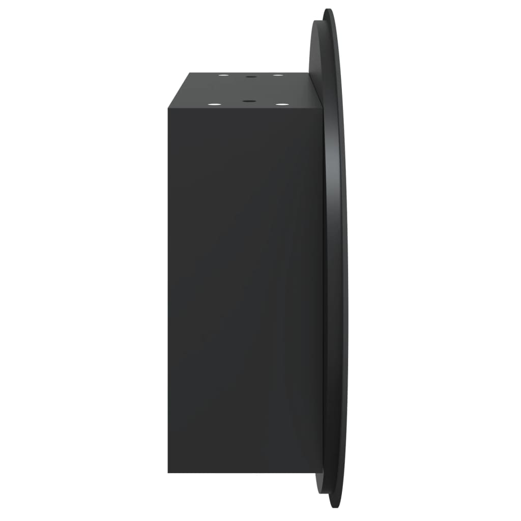 Kupaonski ormarić s okruglim ogledalom LED crni 47x47x17,5 cm