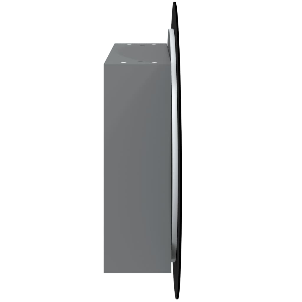 Kupaonski ormarić s okruglim ogledalom LED Siva 54x54x17,5 cm