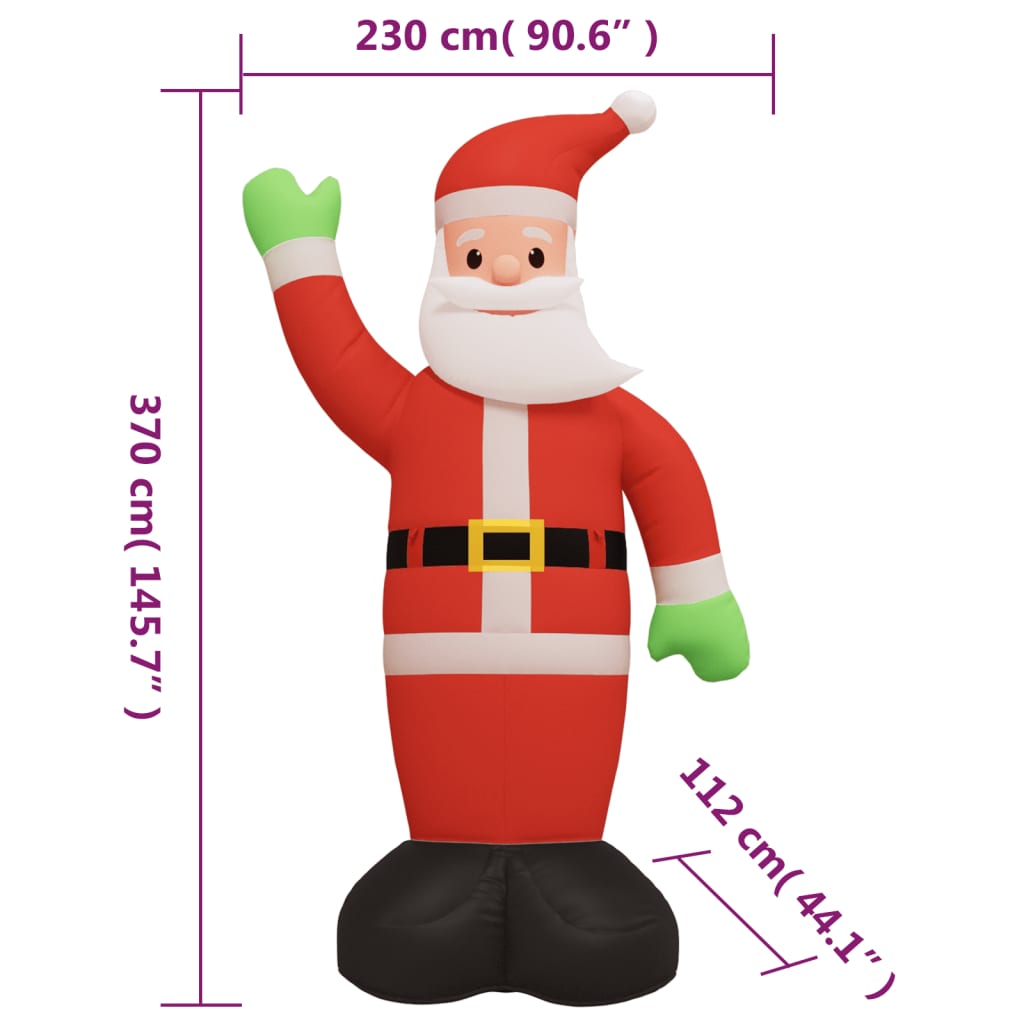 Božićni Djed Mraz na napuhavanje s LED svjetlima 370 cm
