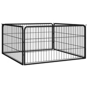 Ograda za pse s 4 panela crna 100 x 50 cm čelik obložen prahom