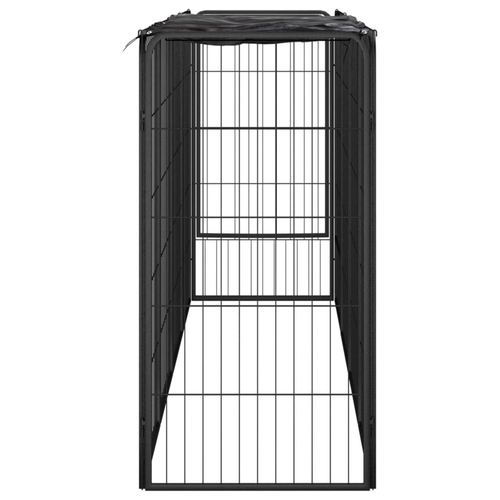 Ograda za pse s 10 panela crna 50 x 100 cm čelik obložen prahom