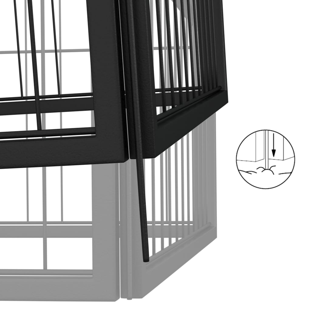 Ograda za pse s 30 panela crna 50 x 100 cm čelik obložen prahom