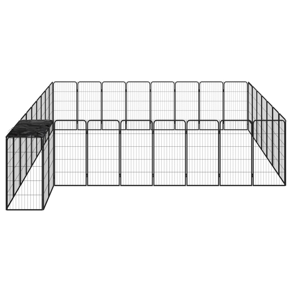 Ograda za pse s 34 panela crna 50 x 100 cm čelik obložen prahom