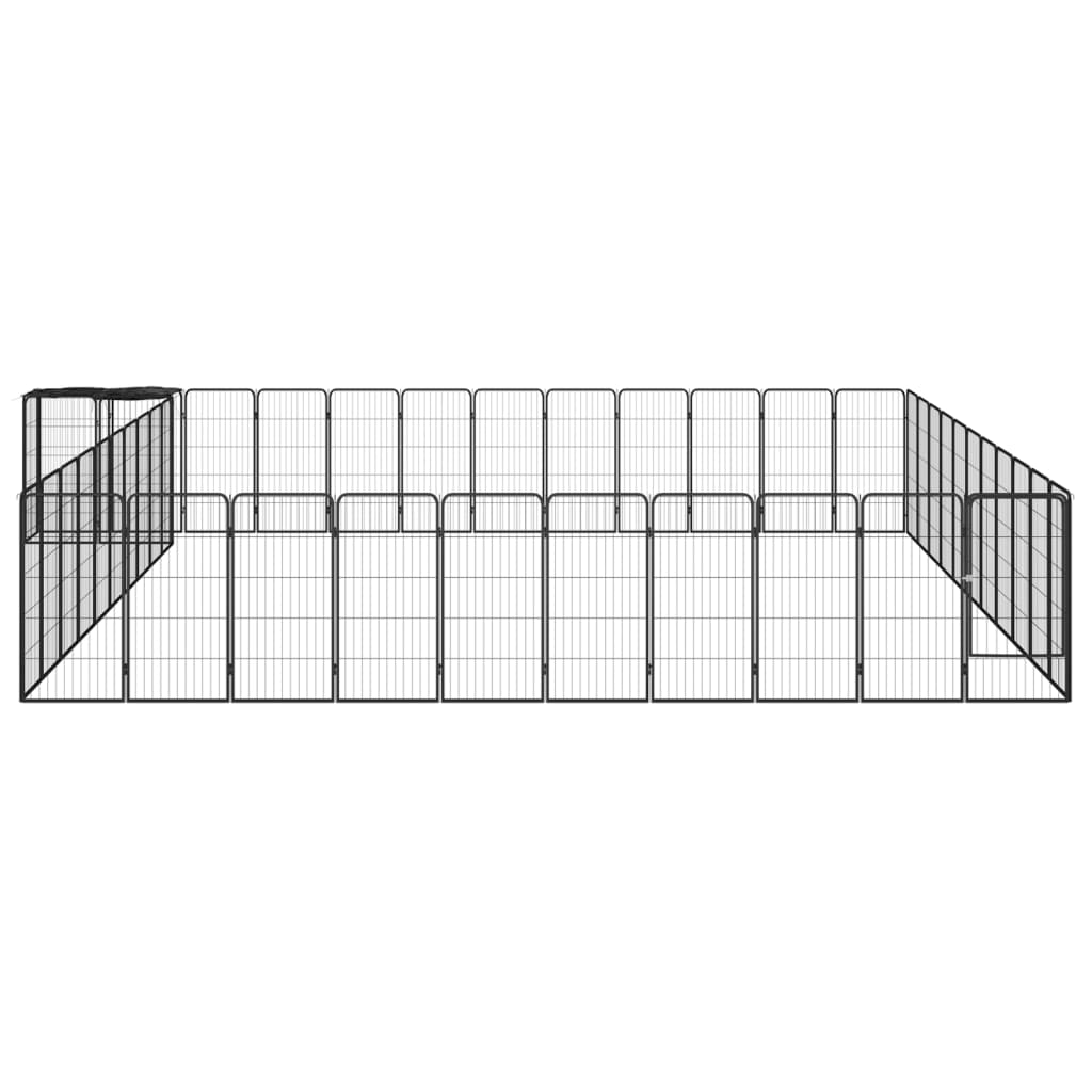 Ograda za pse s 46 panela crna 50 x 100 cm čelik obložen prahom