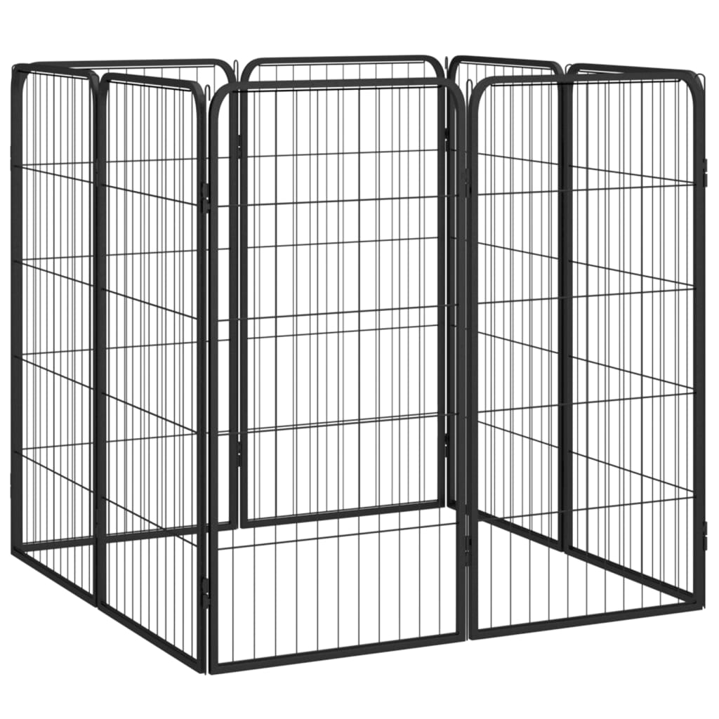 Ograda za pse s 8 panela crna 50 x 100 cm čelik obložen prahom