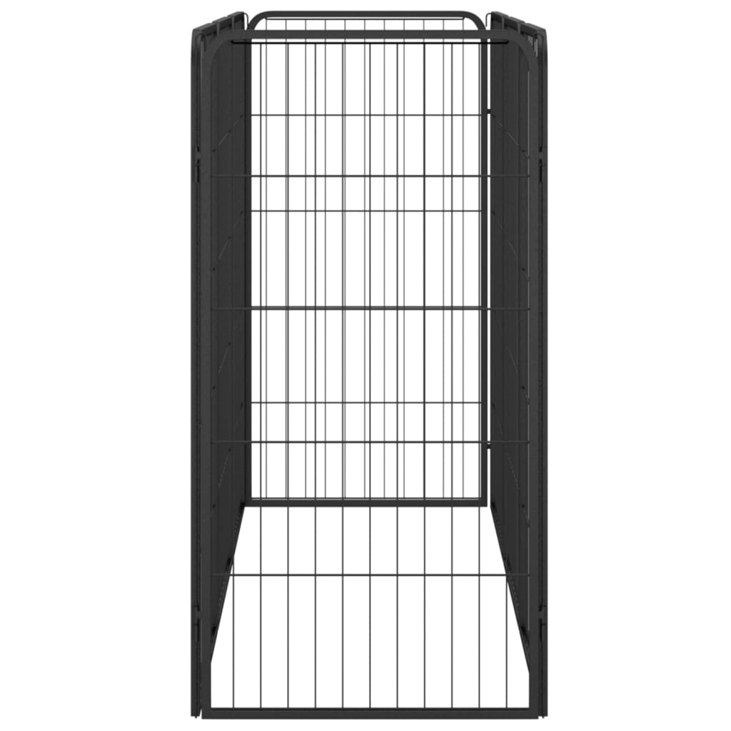 Ograda za pse s 8 panela crna 50 x 100 cm čelik obložen prahom