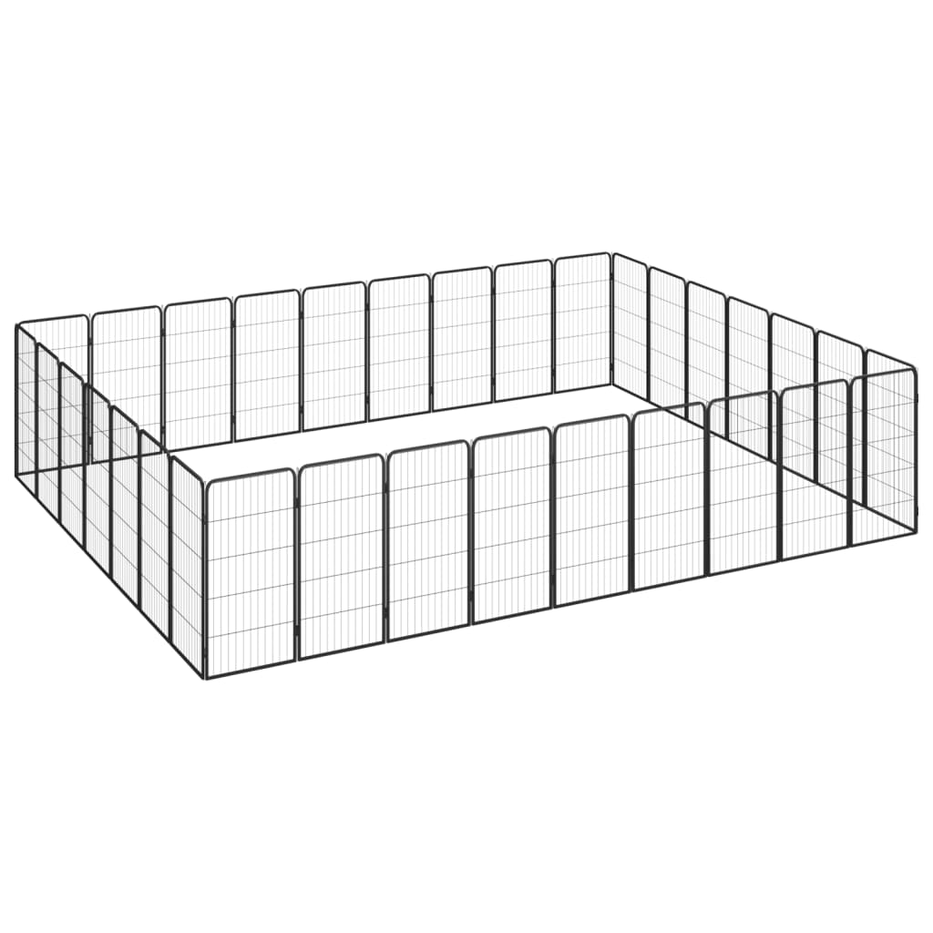 Ograda za pse s 32 panela crna 50 x 100 cm čelik obložen prahom
