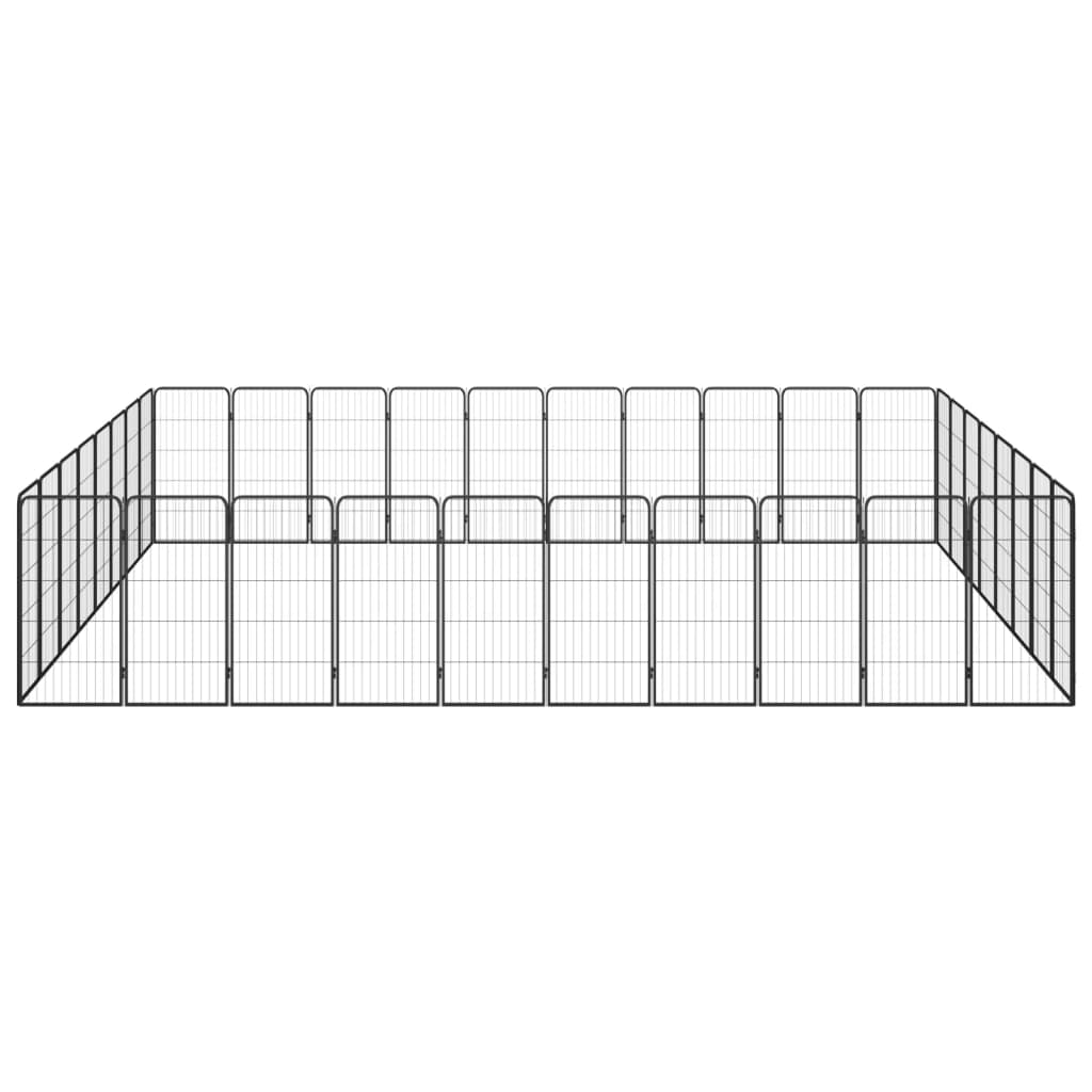 Ograda za pse s 36 panela crna 50 x 100 cm čelik obložen prahom