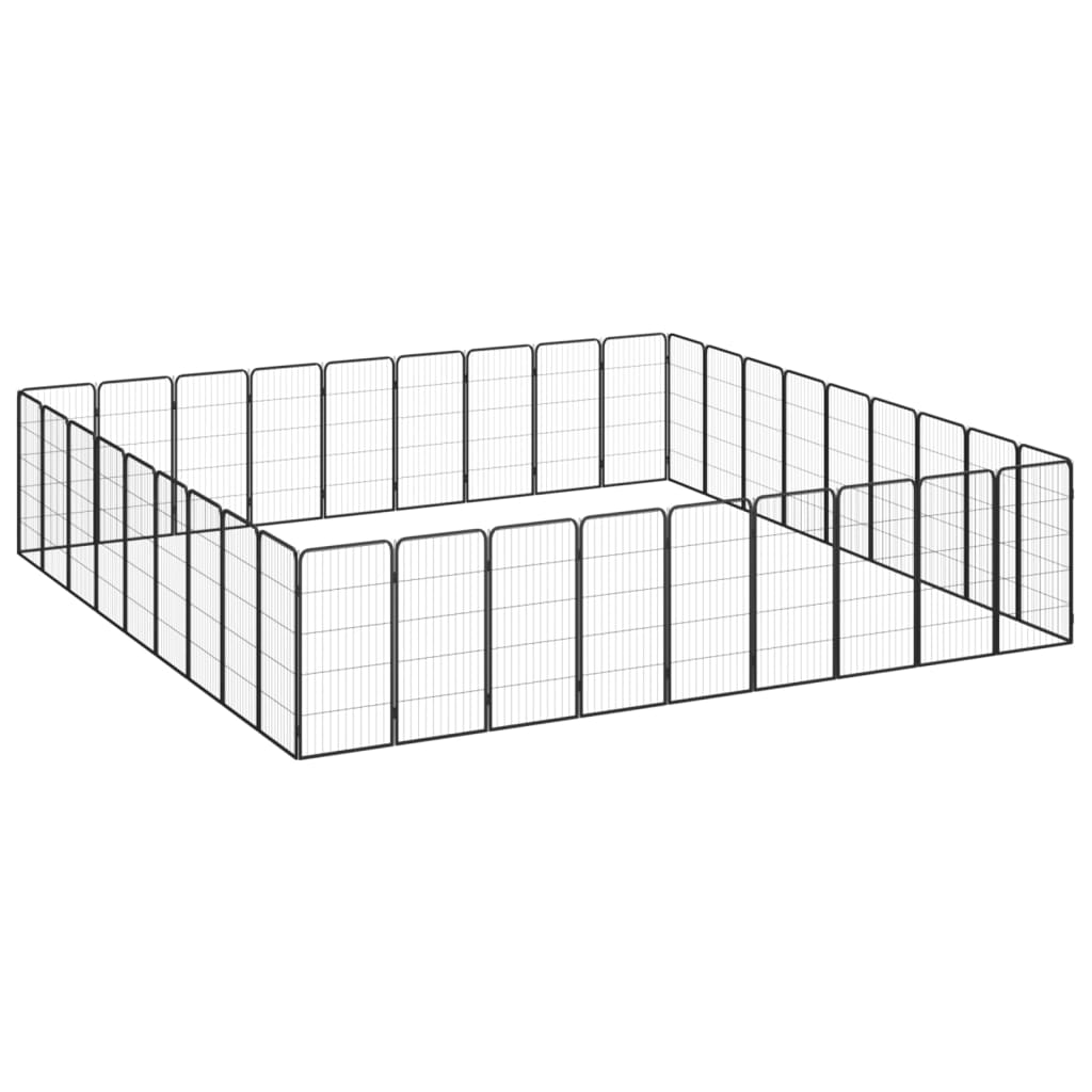 Ograda za pse s 36 panela crna 50 x 100 cm čelik obložen prahom