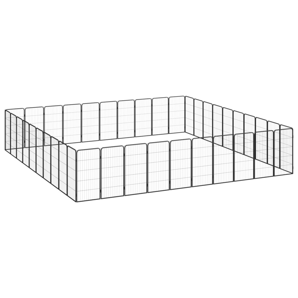Ograda za pse s 40 panela crna 50 x 100 cm čelik obložen prahom