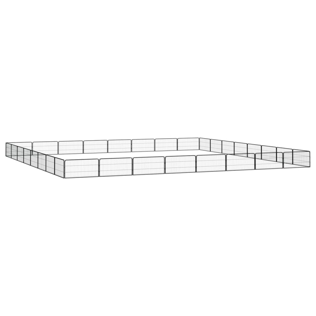 Ograda za pse s 32 panela crna 100 x 50 cm čelik obložen prahom