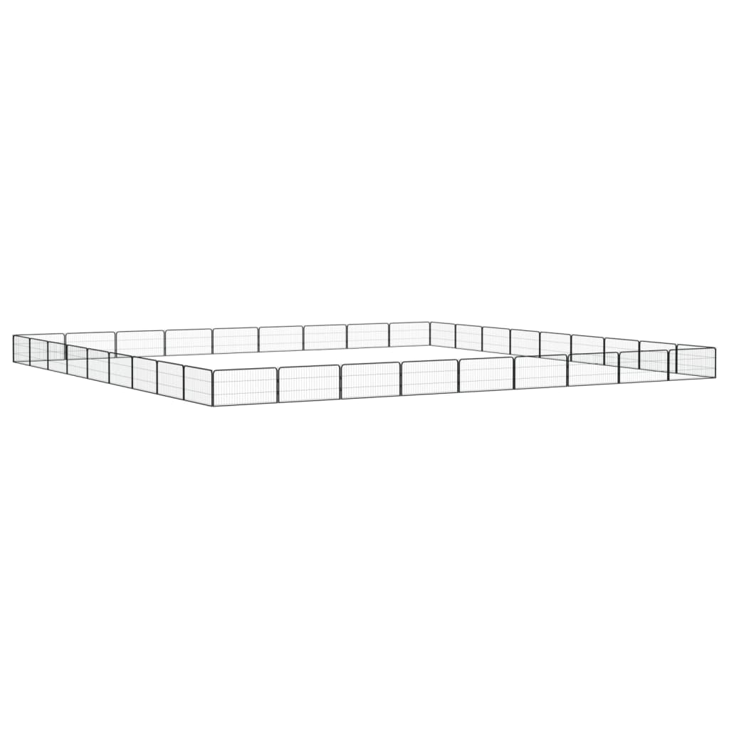 Ograda za pse s 36 panela crna 100 x 50 cm čelik obložen prahom