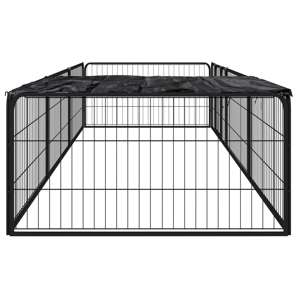 Ograda za pse s 8 panela crna 100 x 50 cm čelik obložen prahom
