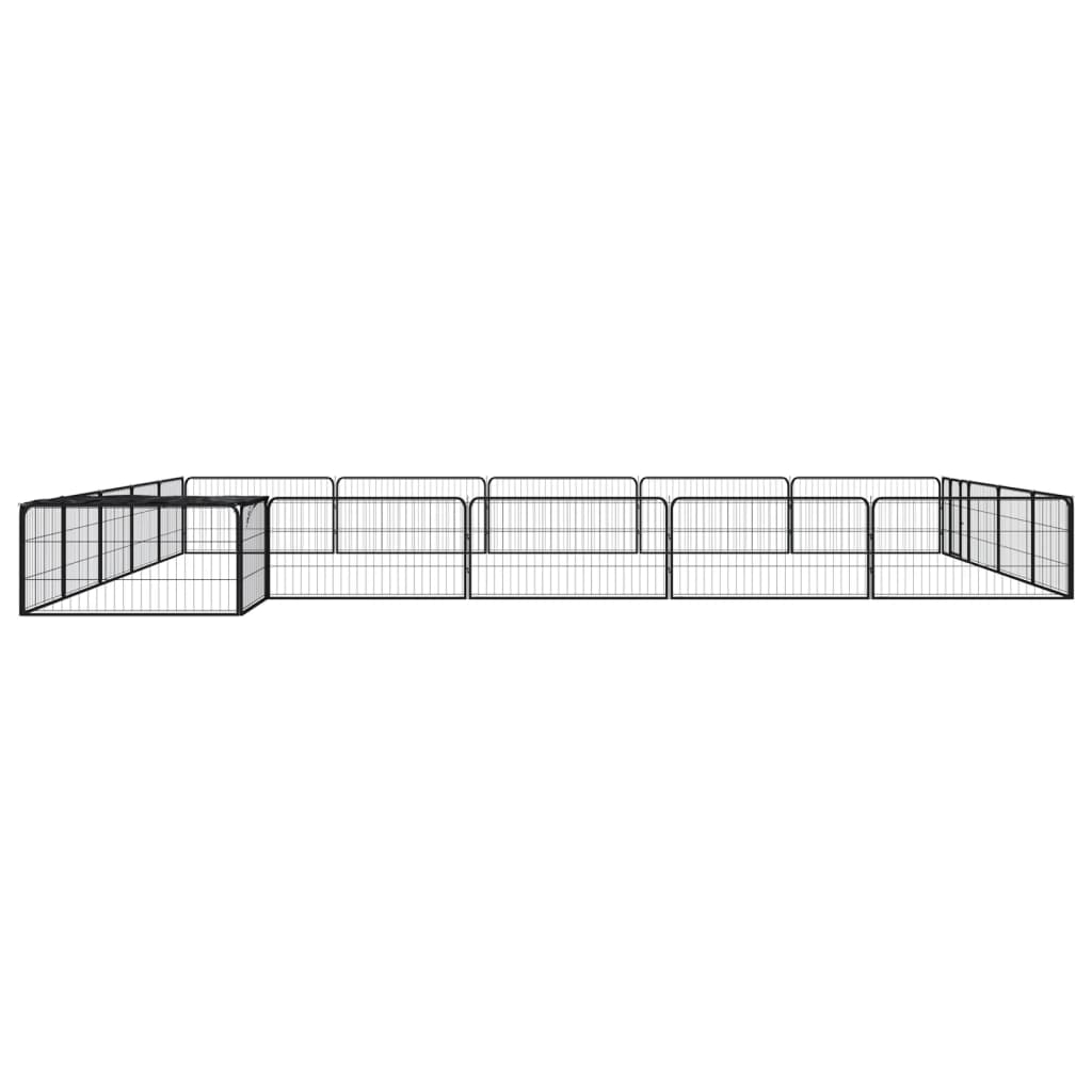 Ograda za pse s 20 panela crna 100 x 50 cm čelik obložen prahom