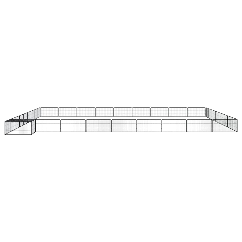 Ograda za pse s 36 panela crna 100 x 50 cm čelik obložen prahom
