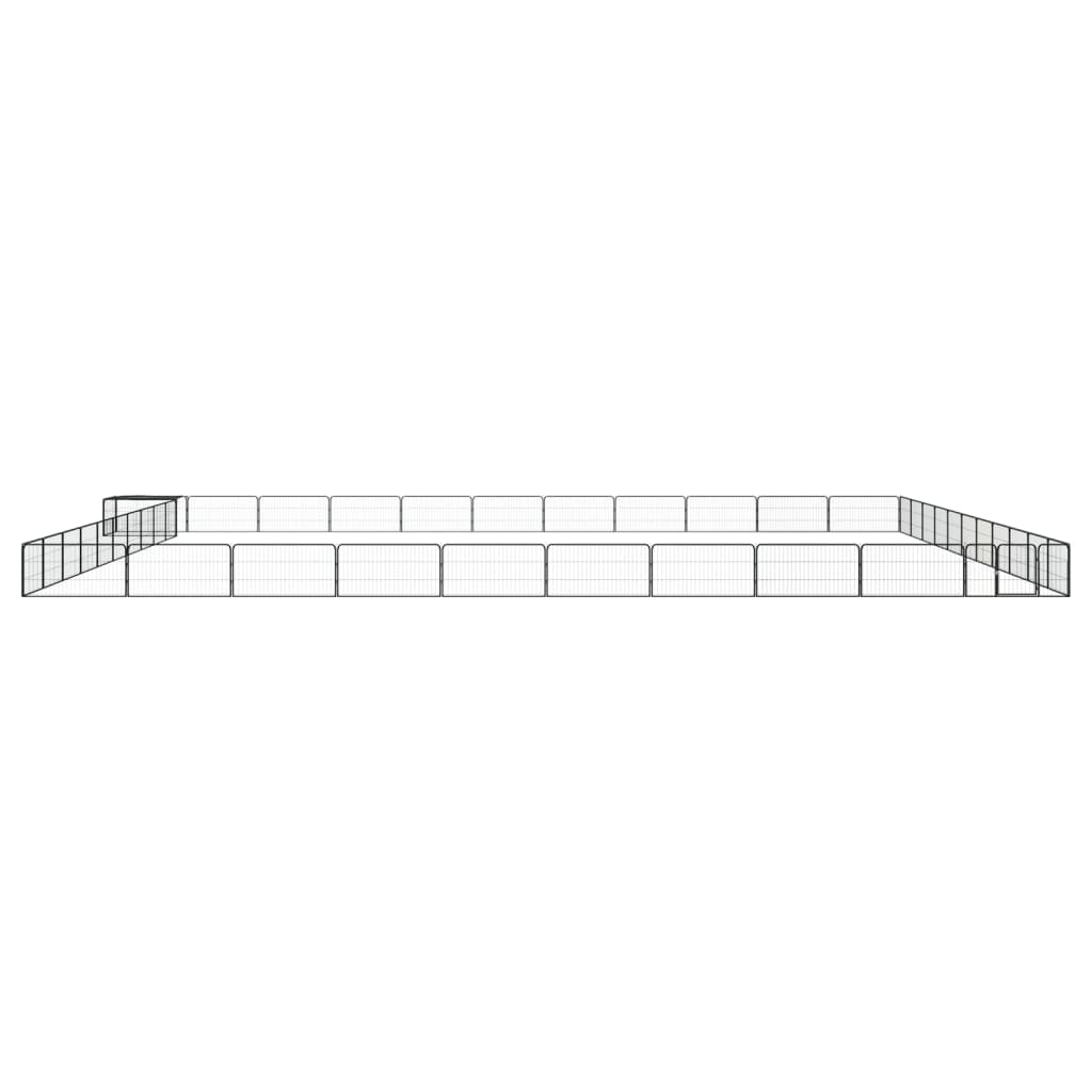 Ograda za pse s 44 panela crna 100 x 50 cm čelik obložen prahom