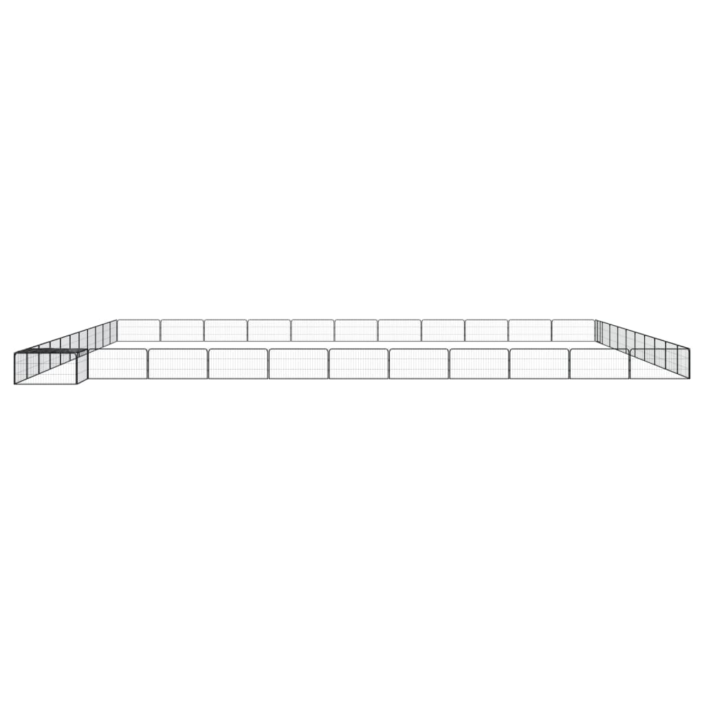 Ograda za pse s 44 panela crna 100 x 50 cm čelik obložen prahom