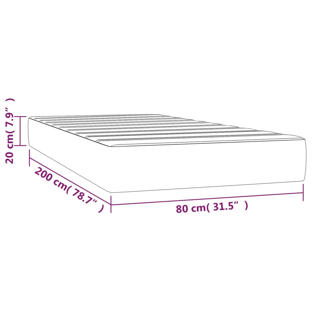 Madrac s oprugama srednje tvrdoće tamnosivi 80 x 200 x 20 cm baršunasti