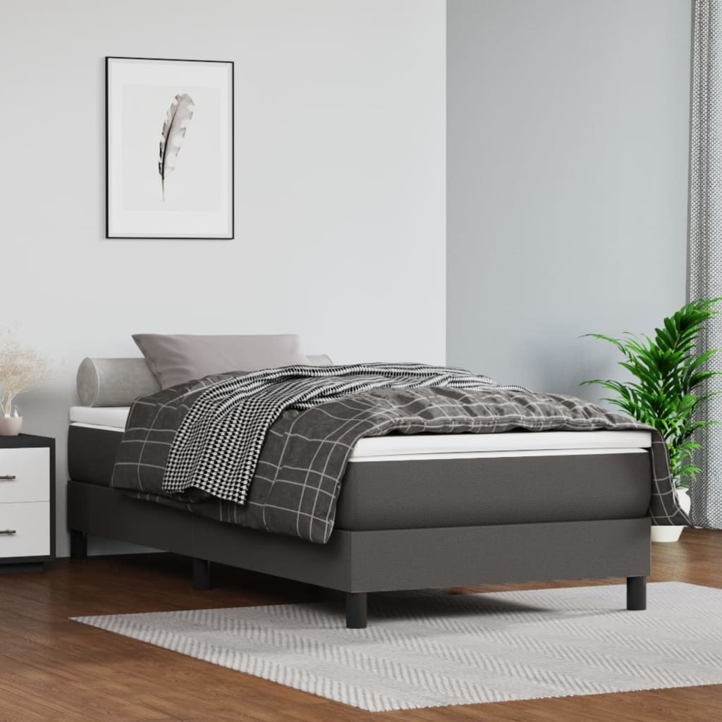Madrac s džepičastim oprugama srednje tvrdoće sivi 90x190x20 cm od umjetne kože