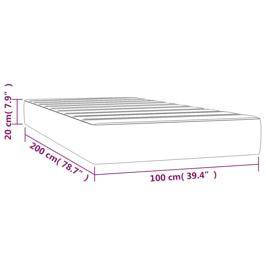 Madrac s džepičastim oprugama srednje tvrdoće bijeli 100x200x20 cm umjetne kože