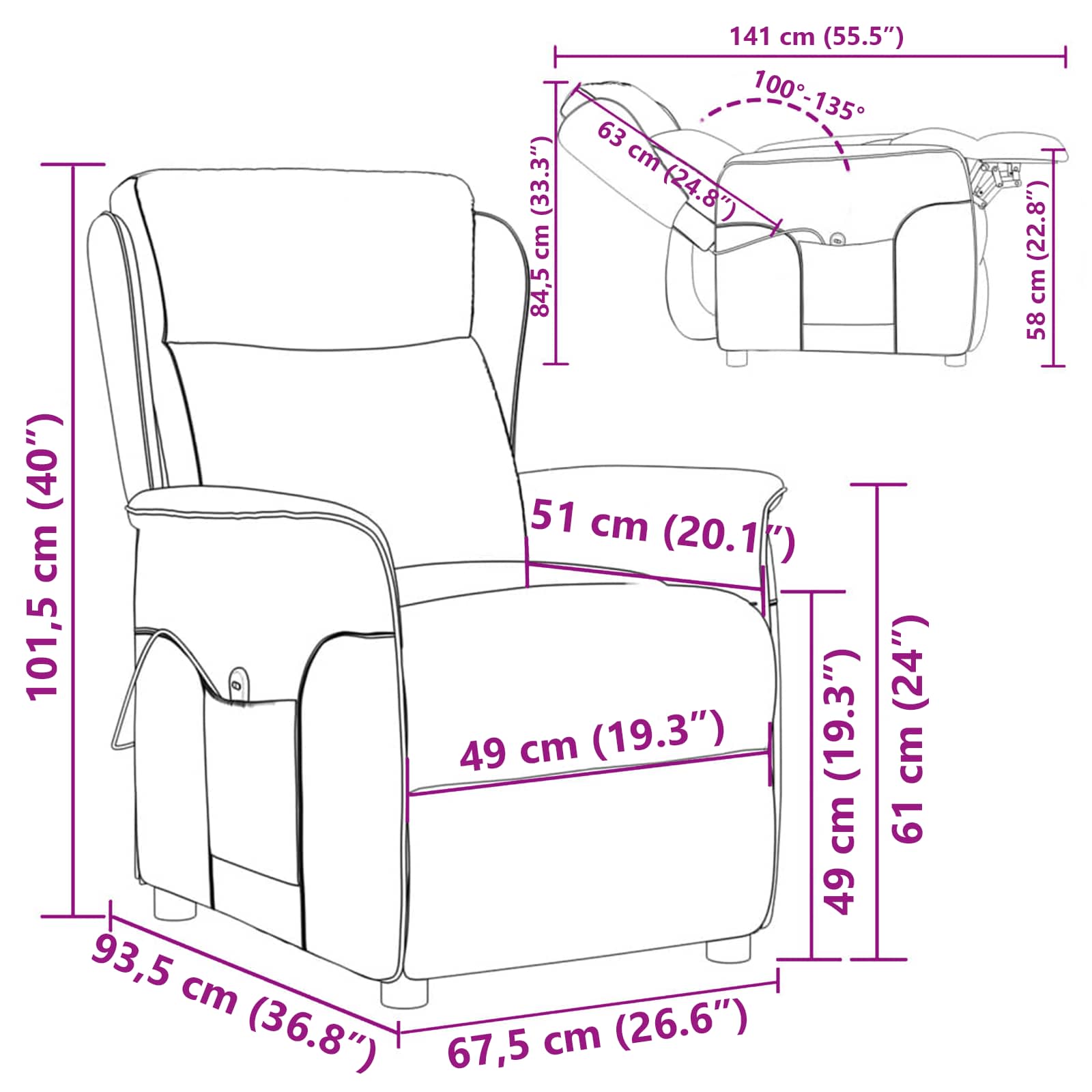 Massagerica s jastukom Krema 93.5 x 67.5 x 101.5 cm tkanina