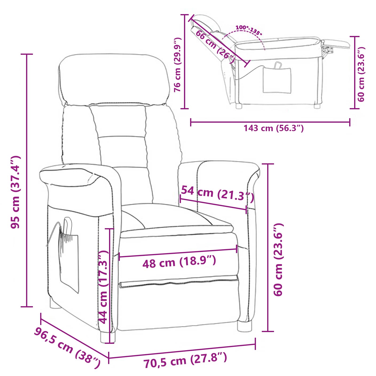 Massagerica Svijetlo siva 96,5 x 70,5 x 95 cm Mikro Vlakna