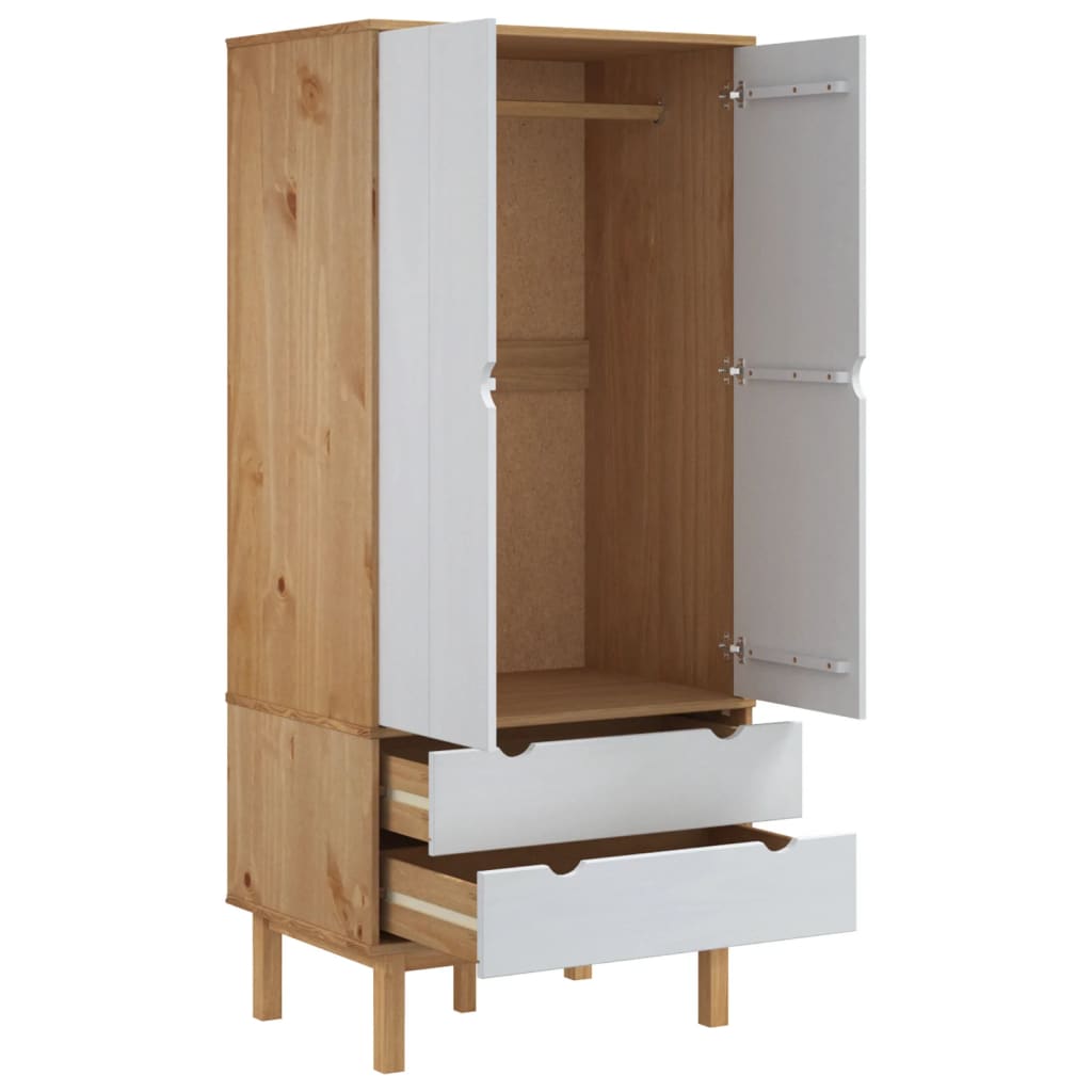 Ormar OTTA smeđe-bijeli 76,5 x 53 x 172 cm od masivne borovine