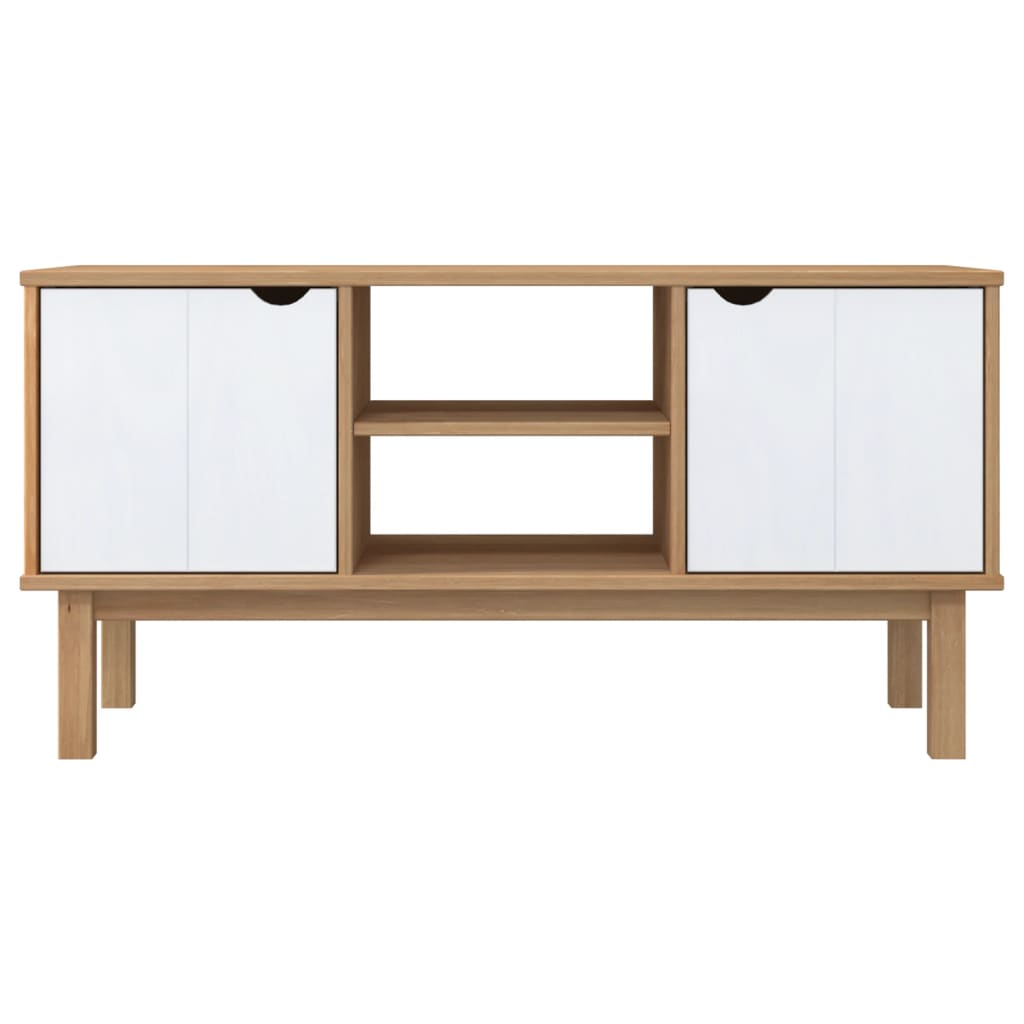 TV ormarić OTTA smeđe-bijeli 113,5x43x57 cm od masivne borovine