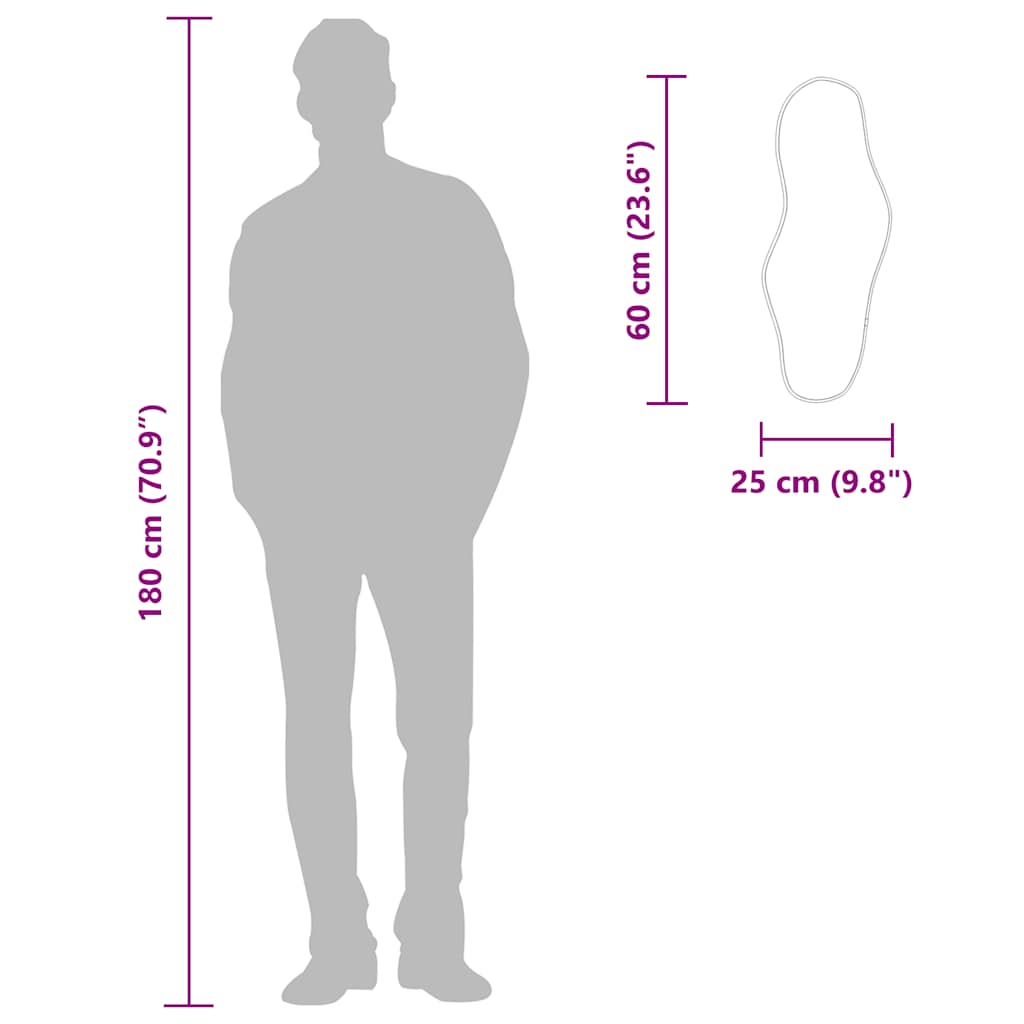 Zidno ogledalo srebrno 60x25 cm