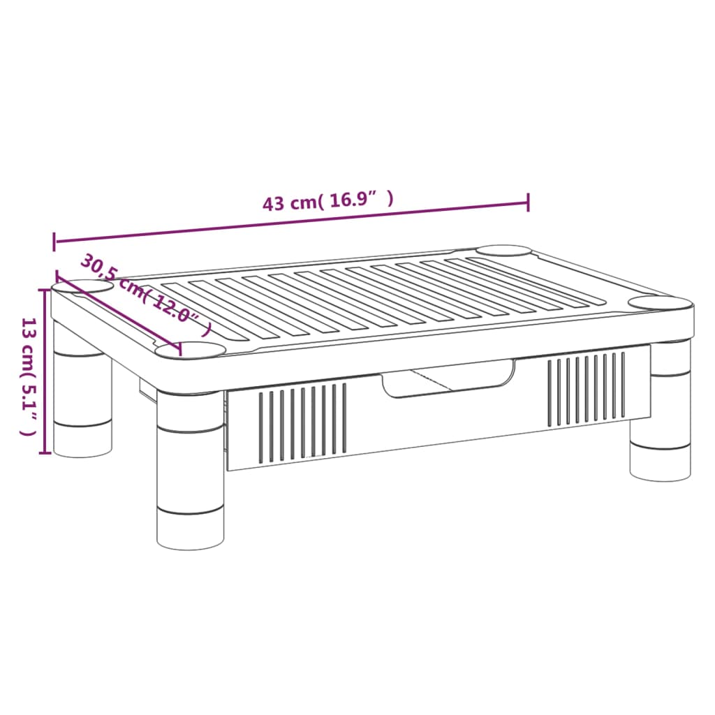 Stalak za monitor crni 43 x 30,5 x 13 cm