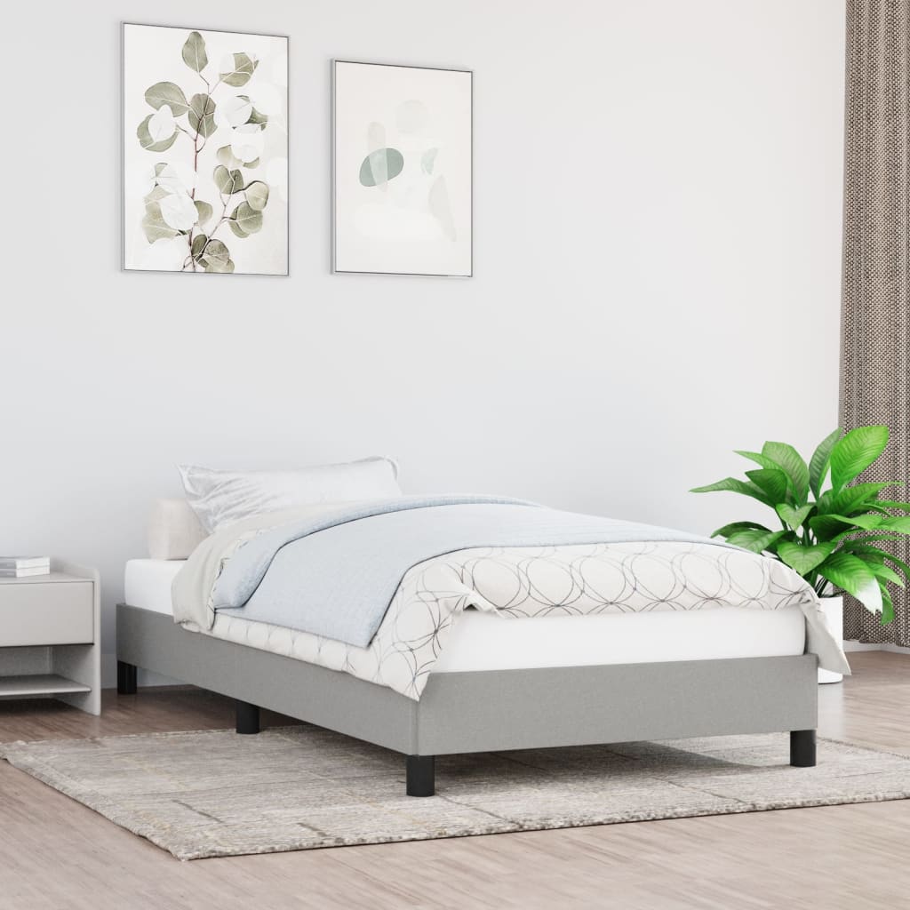 Okvir za krevet bez madraca svjetlosivi 90x190 cm od tkanine