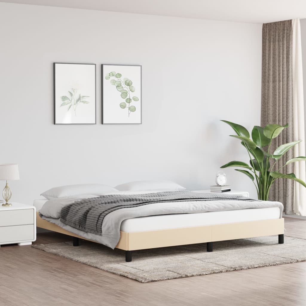 Okvir za krevet bez madraca krem 180 x 200 cm od tkanine