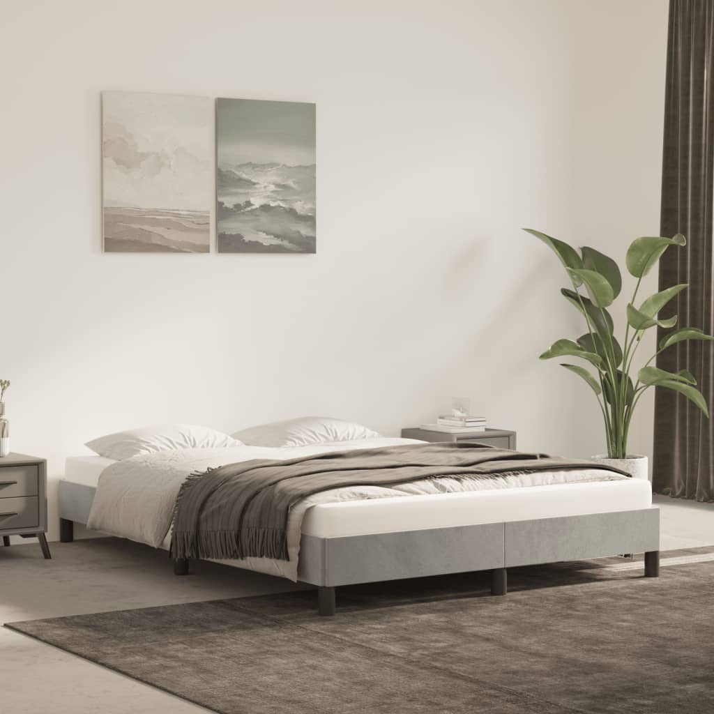Okvir za krevet bez madraca svjetlosivi 140 x 190 cm baršunasti