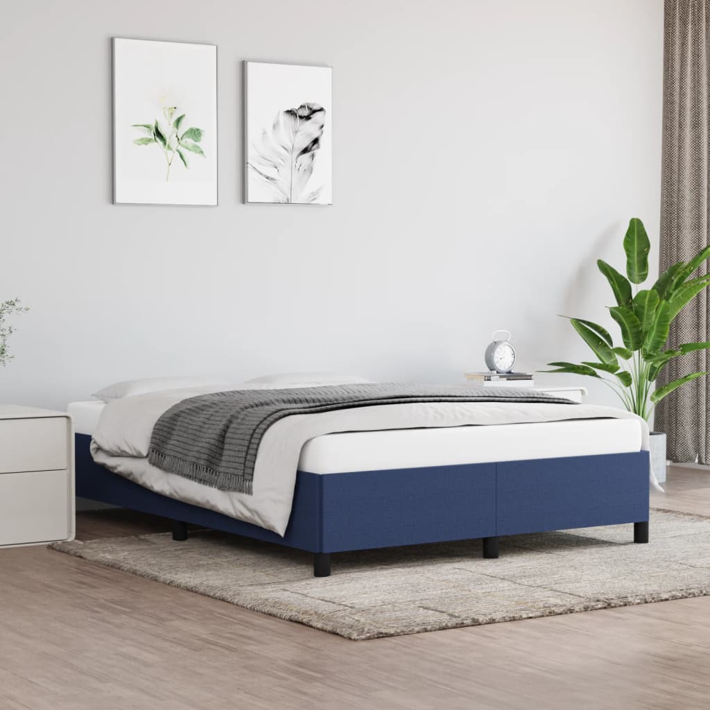 Okvir za krevet bez madraca plavi 140 x 200 cm od tkanine
