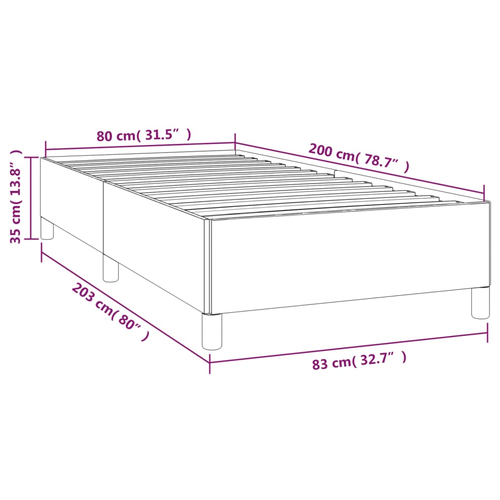 Okvir za krevet bez madraca svjetlosivi 80x200 cm od tkanine