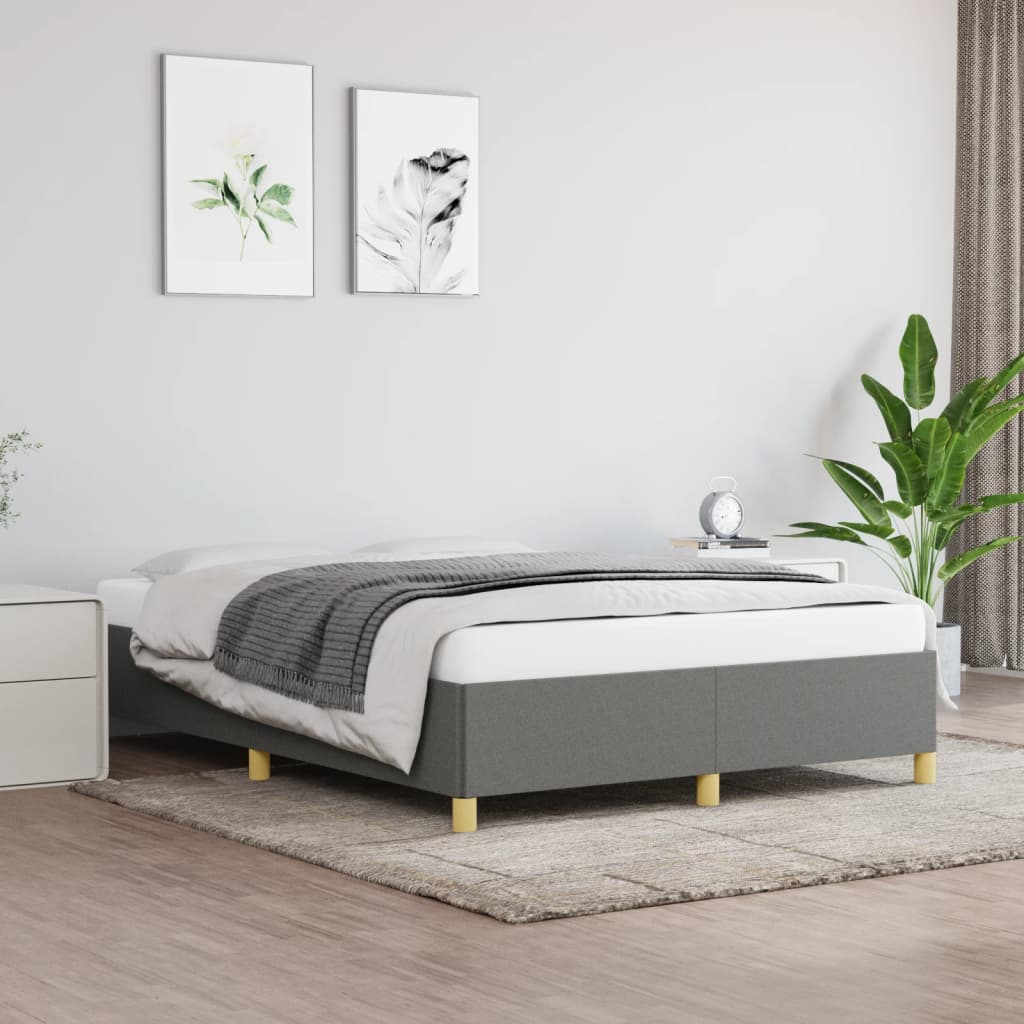 Okvir za krevet bez madraca tamnosivi 140 x 190 cm od tkanine