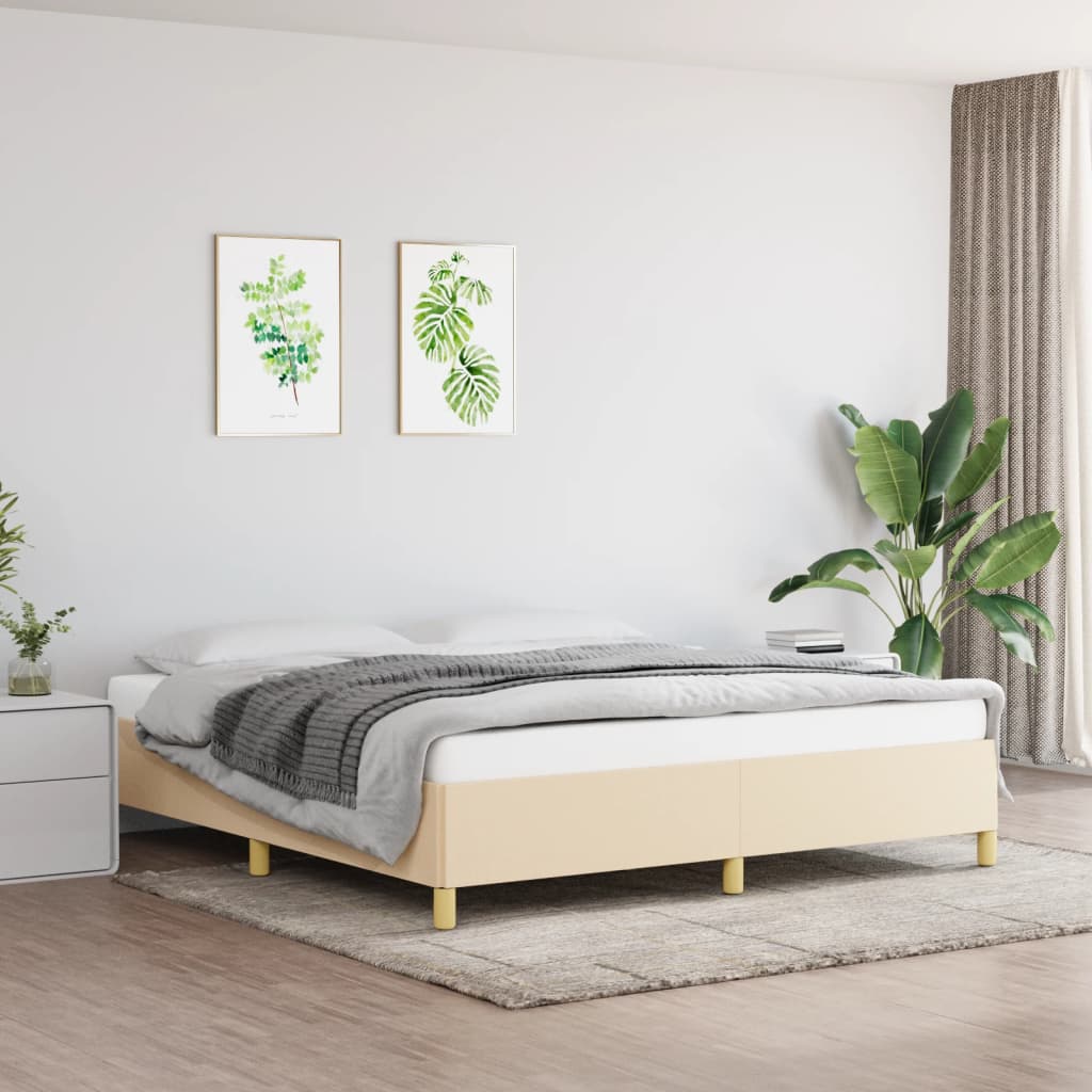 Okvir za krevet bez madraca krem 180 x 200 cm od tkanine