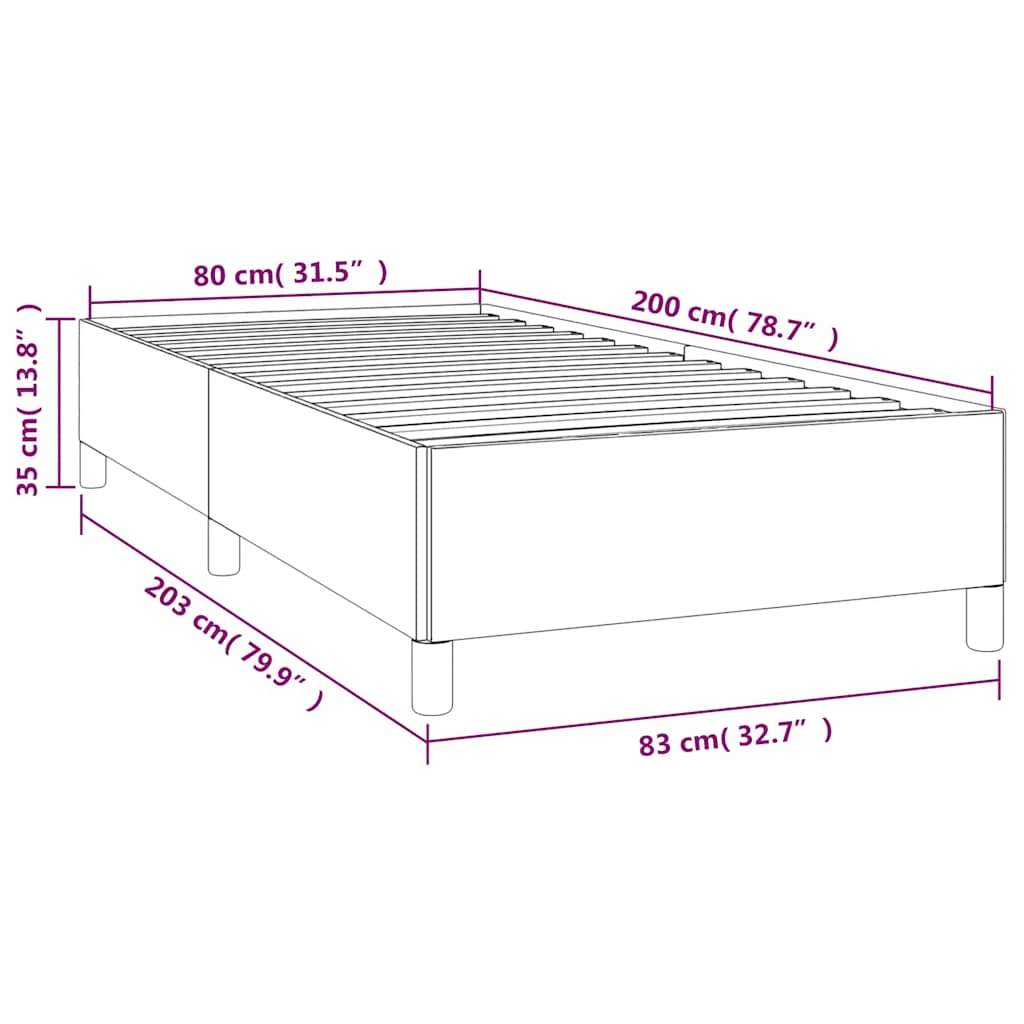 Okvir za krevet bez madraca tamnozeleni 80 x 200 cm baršunasti