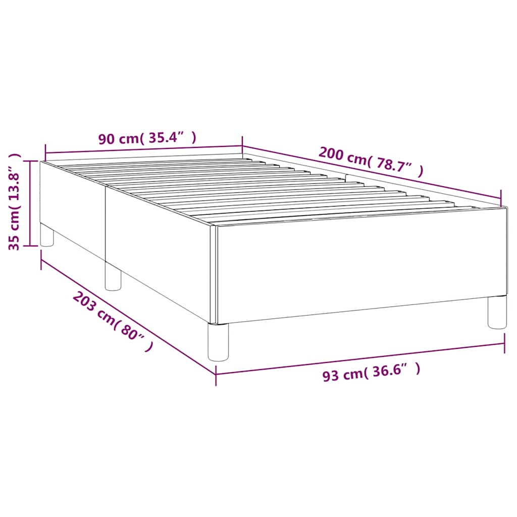 Okvir za krevet bez madraca tamnozeleni 90x200 cm baršunasti