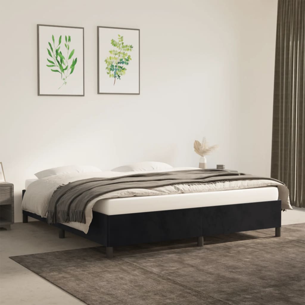 Okvir za krevet bez madraca crni 160x200 cm baršunasti