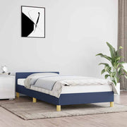 Okvir za krevet s uzglavljem bez madraca plavi 80x200cm tkanine