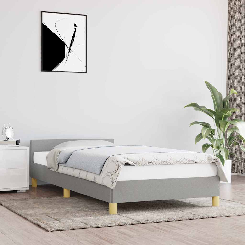 Okvir za krevet bez madraca svjetlosivi 90x190 cm od tkanine