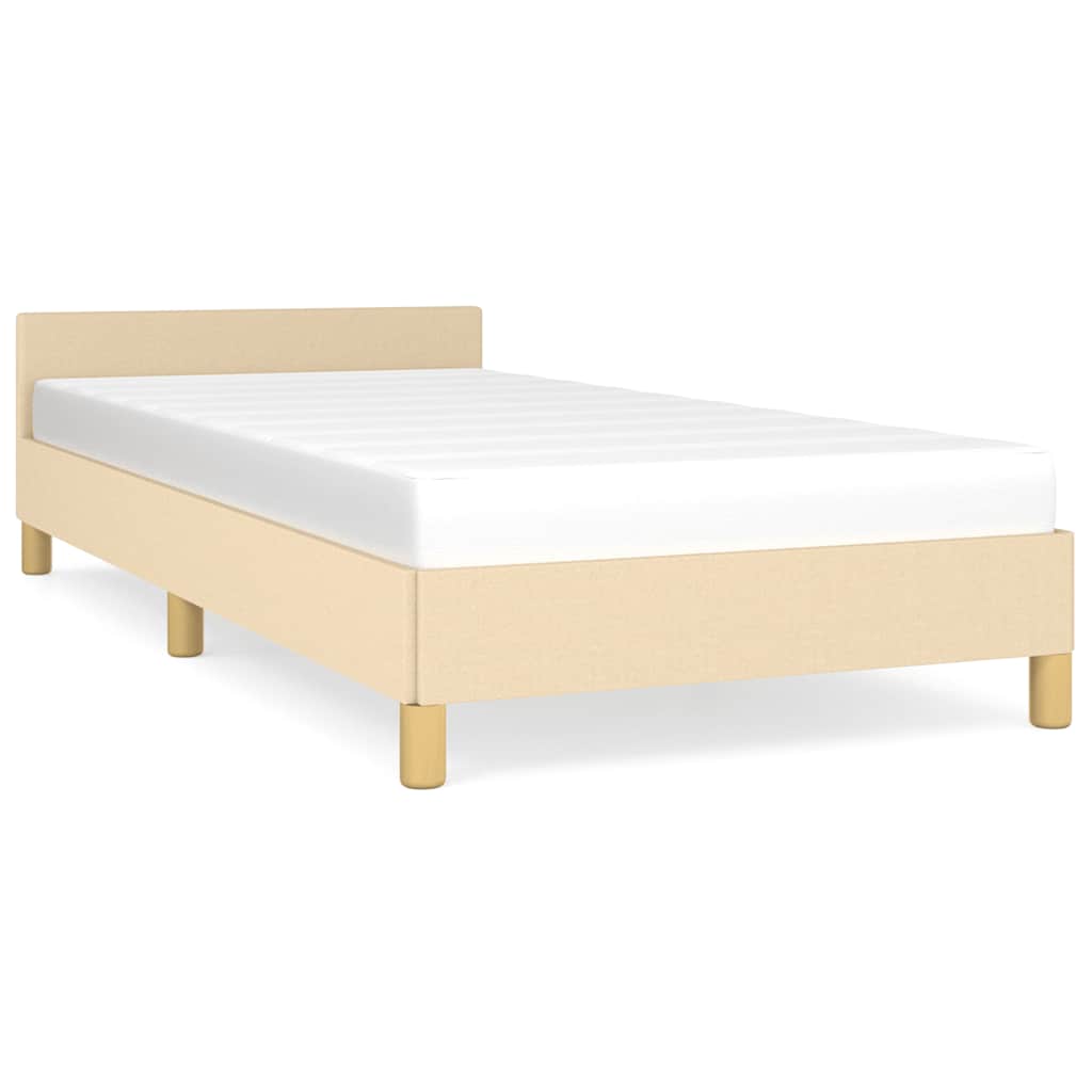 Okvir kreveta s uzglavljem bez madraca krem 90x200cm od tkanine