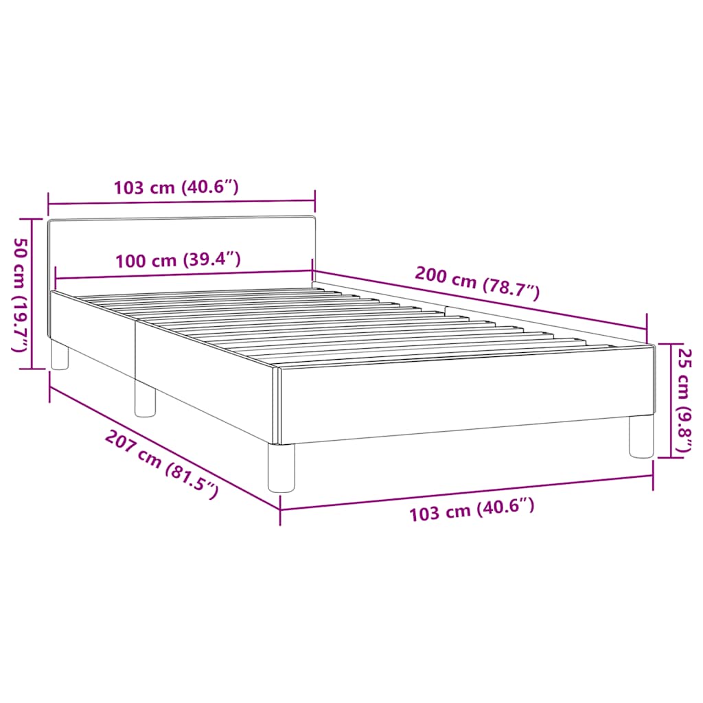 Okvir za krevet bez madraca smeđesivi 100 x 200 cm od tkanine