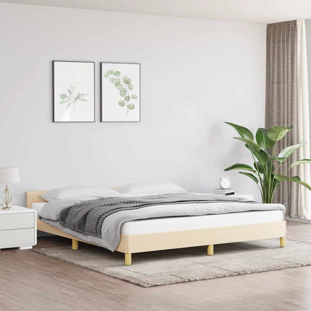 Okvir za krevet bez madraca krem 180 x 200 cm od tkanine